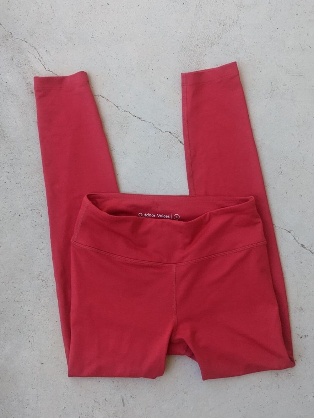 Outdoor Voices Heathered Bright Red And Pink Ankle Length Exercise Leggings